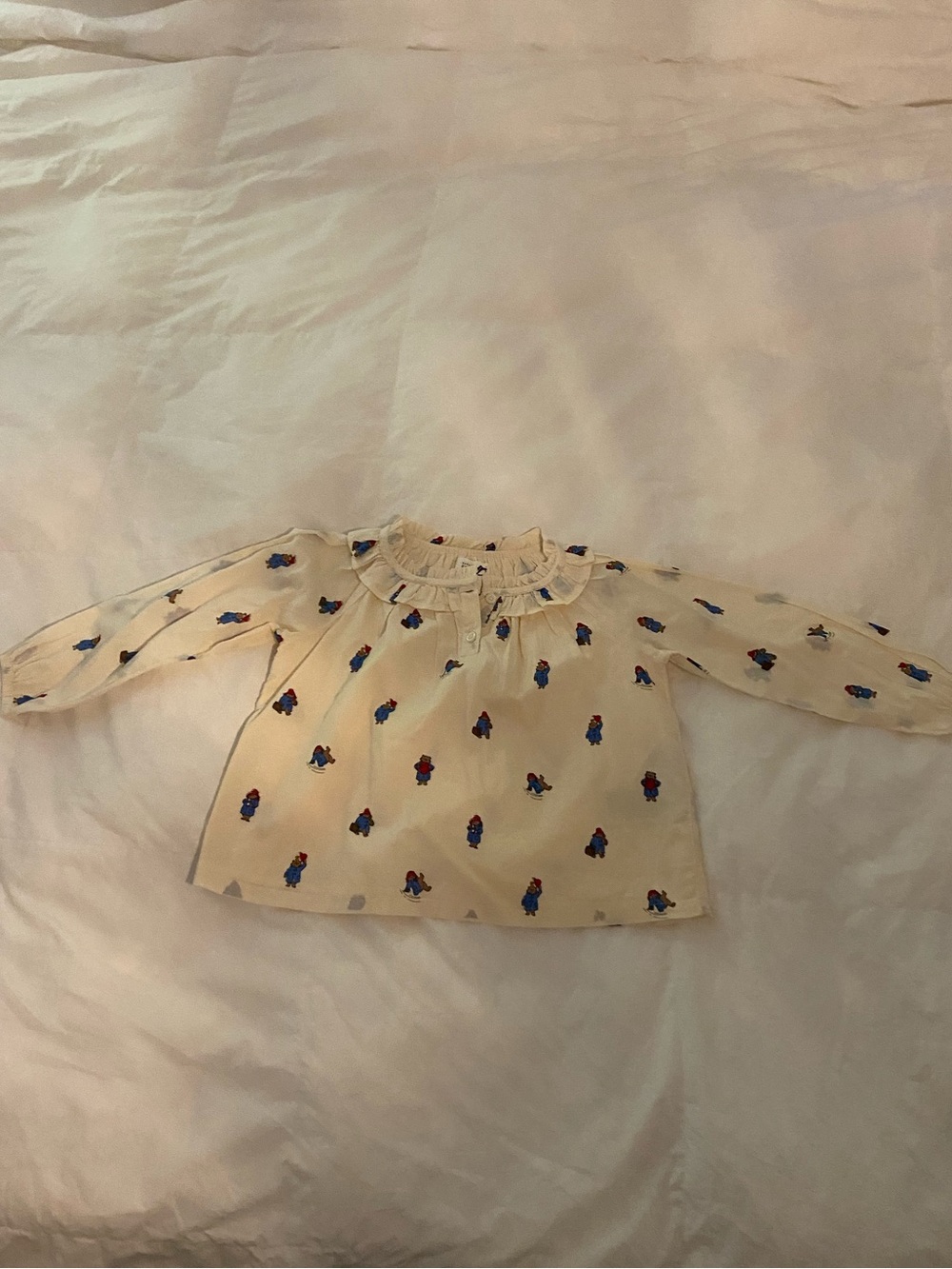 GAP X Paddington Cream Long-Sleeve Ruffle Collar Blouse 4T